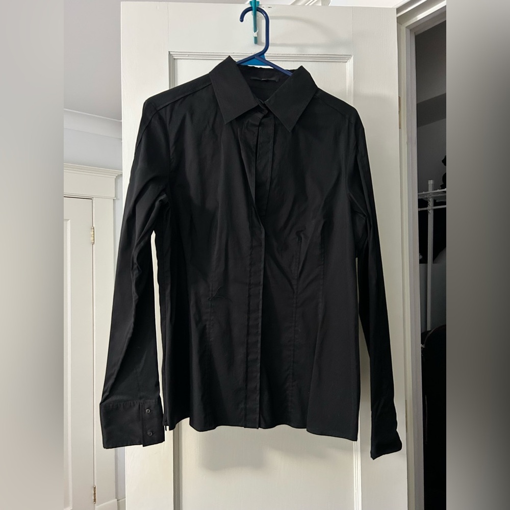 Boss Elegant Black Dress Shirt with unique button and styling details